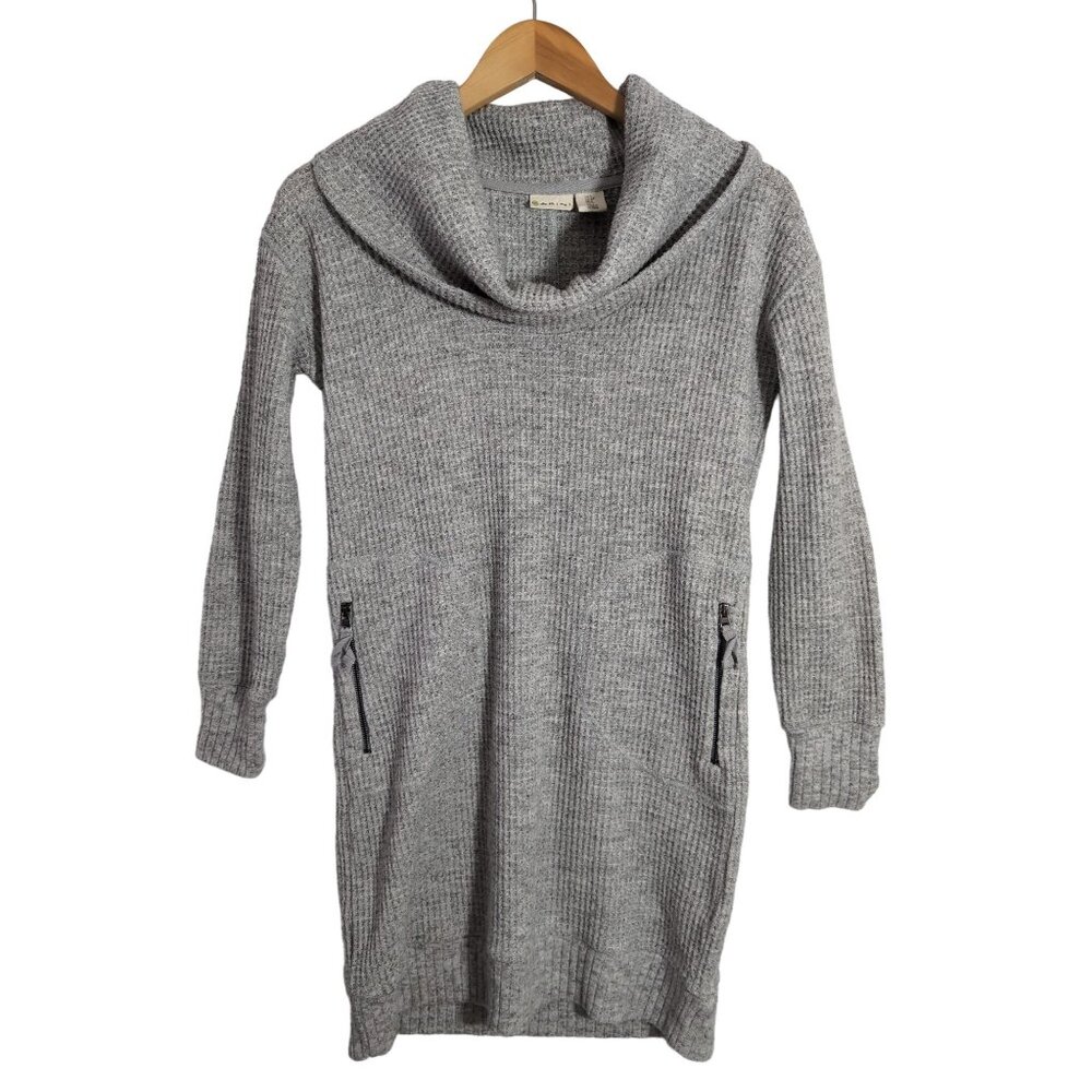 Dakini‎ Tunic Dress Womens S Gray Waffle Knit Athleisure Cowl Neck Long Sleeve